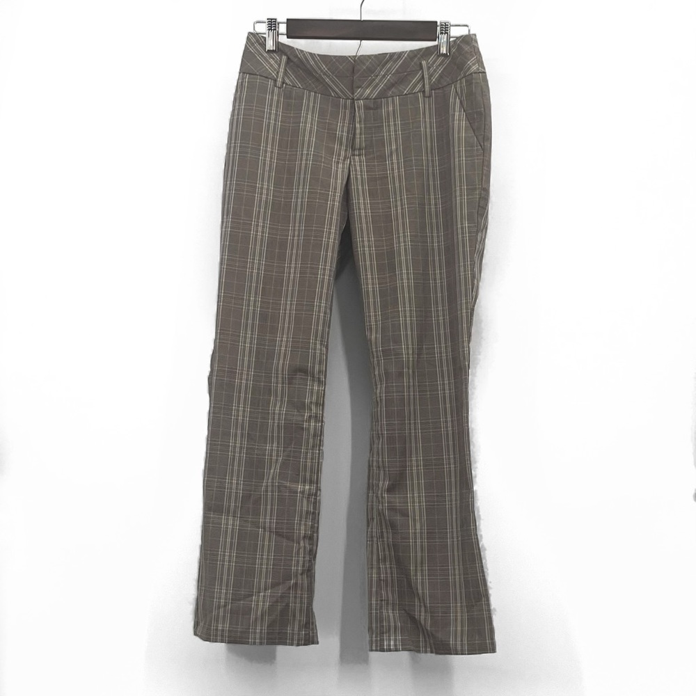 Mossimo Plaid Dress Pants Brown Stretch Career Trousers Size 2